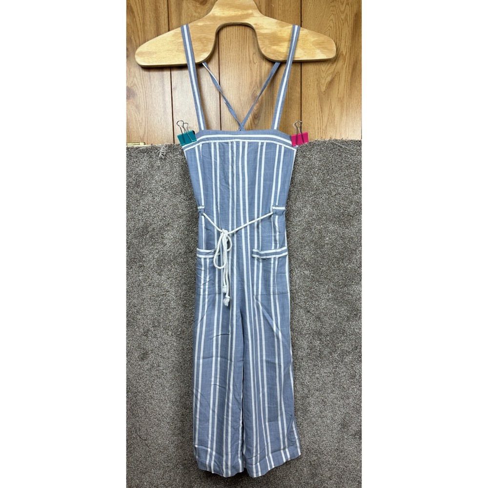 Marine Layer Juliette Jumpsuit Navy/Cream Wide Leg Crop Women's Xsmall‎